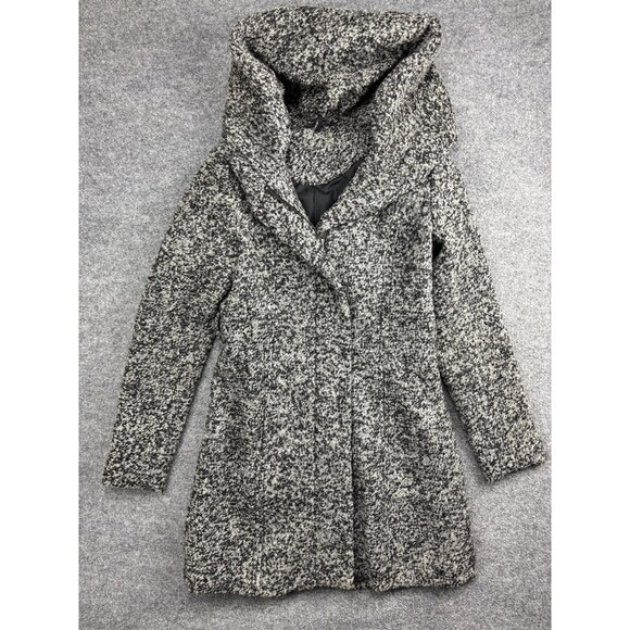 B. Young Wool Jacket Women's M Gray Full Zip Knit Hooded Cardigan Coatigan - Picture 1 of 10